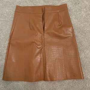 Cognac leather shirt from Chicwish